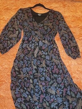 Angie Black Floral Maxi Dress with Purple & Blue Print